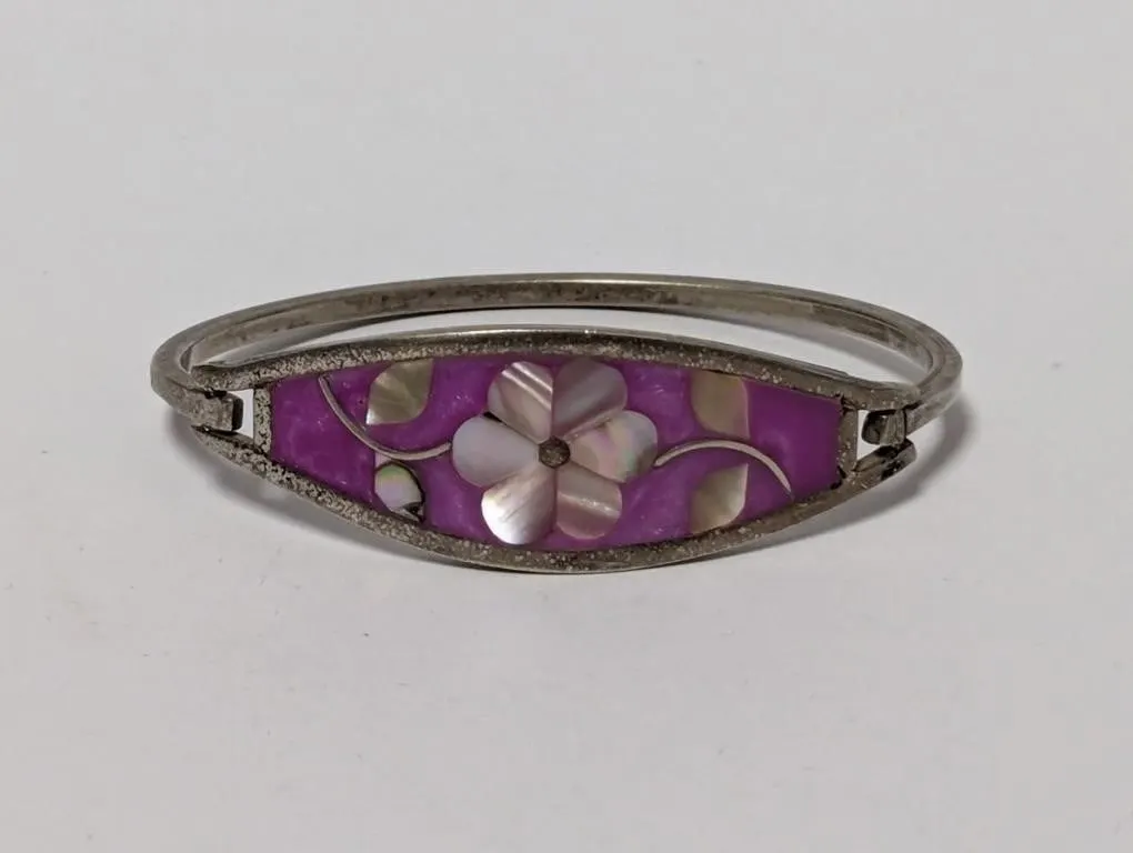 .925 Sterl Mother of Pearl Floral Bracelet