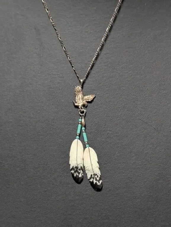 20" .925 Sterl Chain w/Turquoise Eagle Pendant