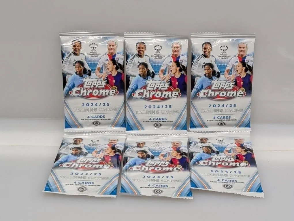 (6) 2024-25 Topps Chrome Womens Soccer Hobby Packs