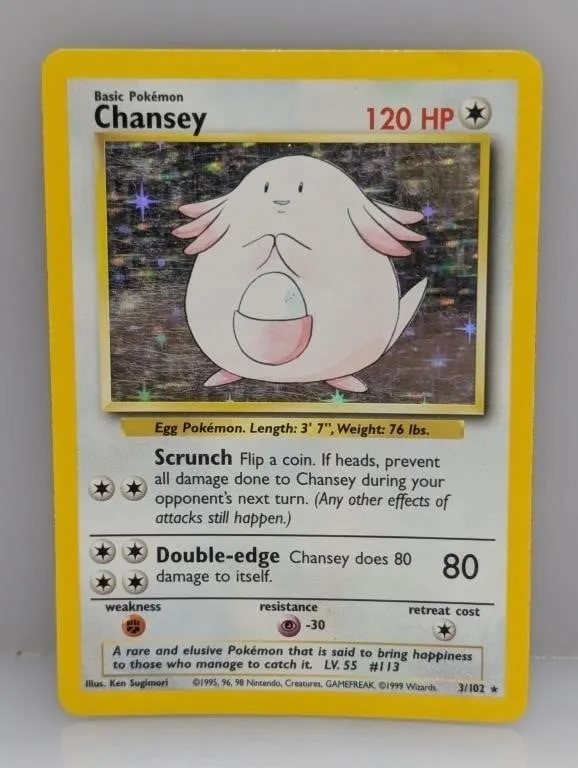 Pokemon 1999 Chansey Holo 3 *Crease