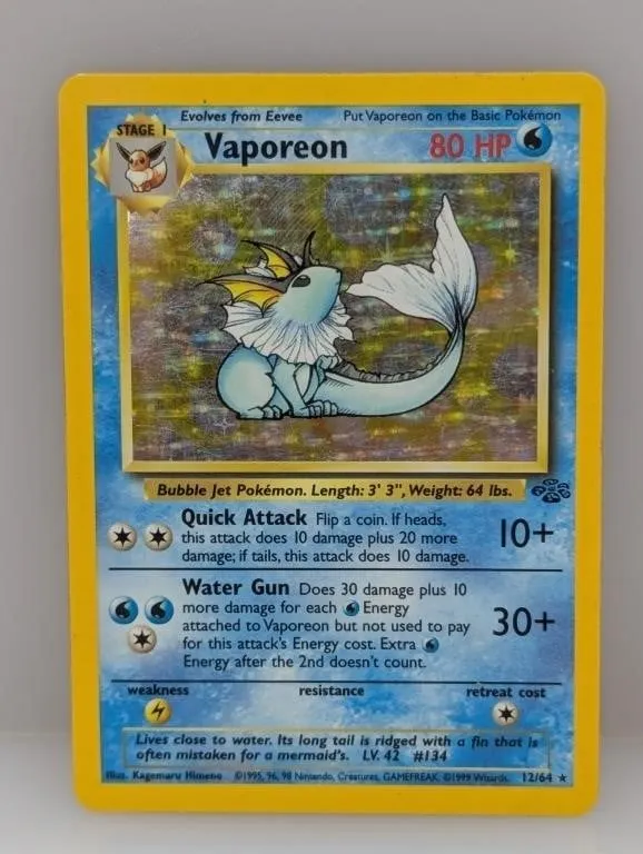 Pokemon 1999 Vaporeon Holo 12 Surface/Scratches