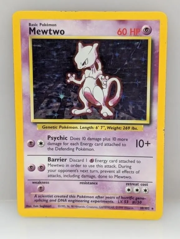 Pokemon 1999 Mewtwo Holo 10 *Crease/Scratches