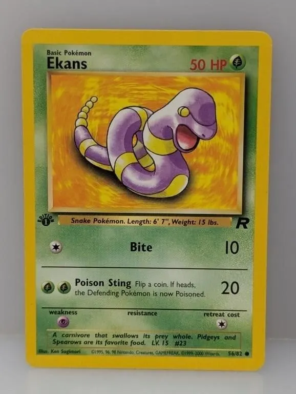 Pokemon 1999 1st Edition Ekans 56 Back Surface