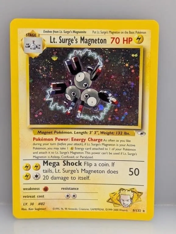 Pokemon 2000 Lt Surges Mageneton�Holo Swirl Crease