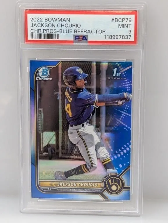 2022 Bowman Ch Prosp Chourio Blue Ref /150 PSA 9