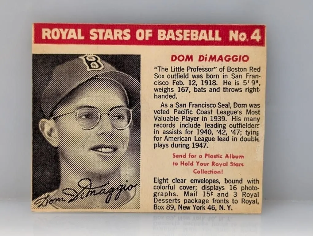 1950 53 Royal Desserts #4 Dom DiMaggio Paper Loss