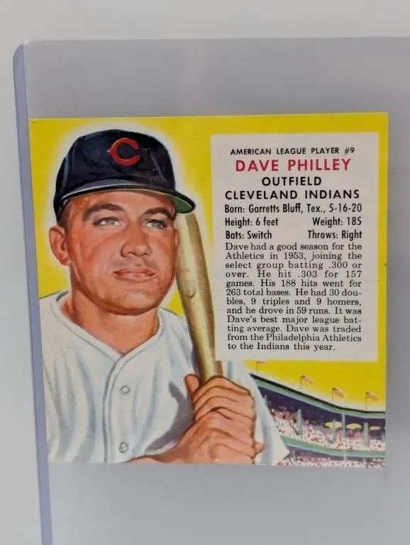 1954 RED MAN TOBACCO Baseball DAVE PHILLEY 9A