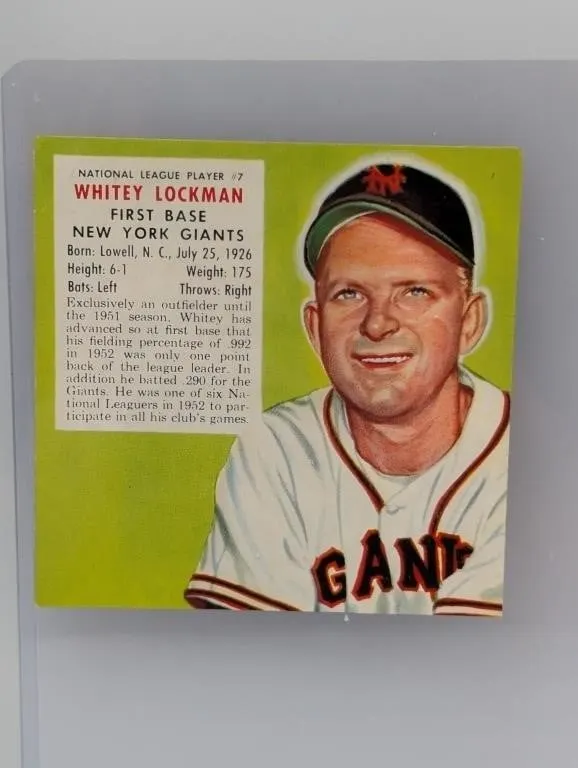 1953 RED MAN TOBACCO WHITEY LOCKMAN 7N Creases
