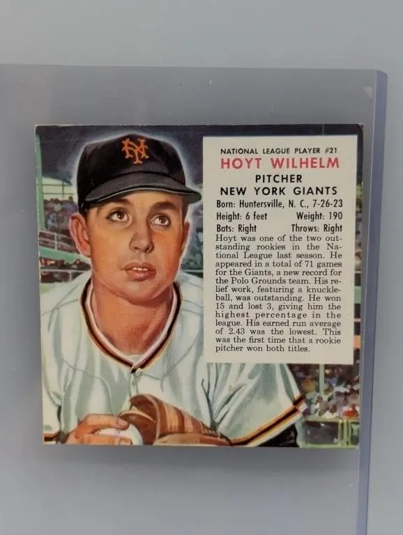 1953 RED MAN TOBACCO HOYT WILHELM HOF 21N I/S