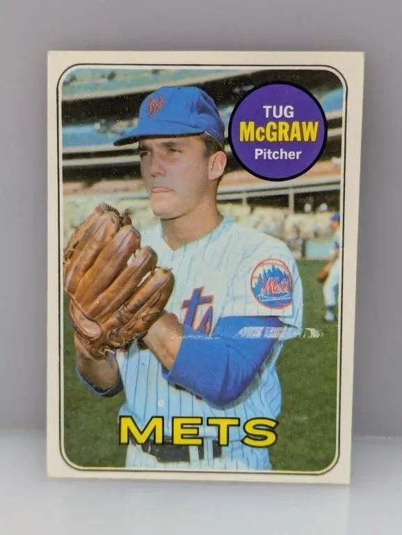 1969 TOPPS TUG McGRAW MIRACLE MET 601 Surface