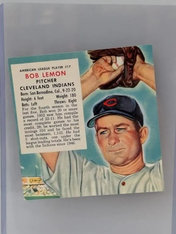 1953 RED MAN TOBACCO Baseball BOB LEMON HOF 17A
