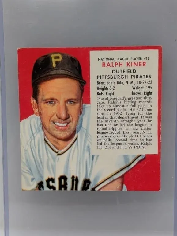 1953 RED MAN TOBACCO Baseball RALPH KINER HOF 15N