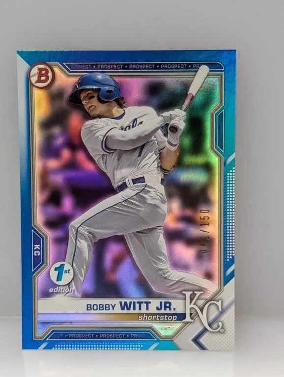 2021 Bowman 1st Ed Bobby Witt Jr RC Blue Ref /150