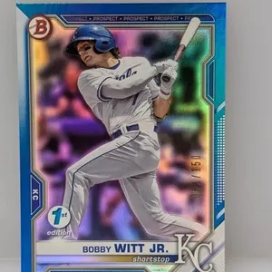 2021 Bowman 1st Ed Bobby Witt Jr RC Blue Ref /150