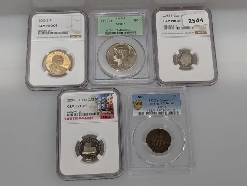 (5) Mixed Graded Coins