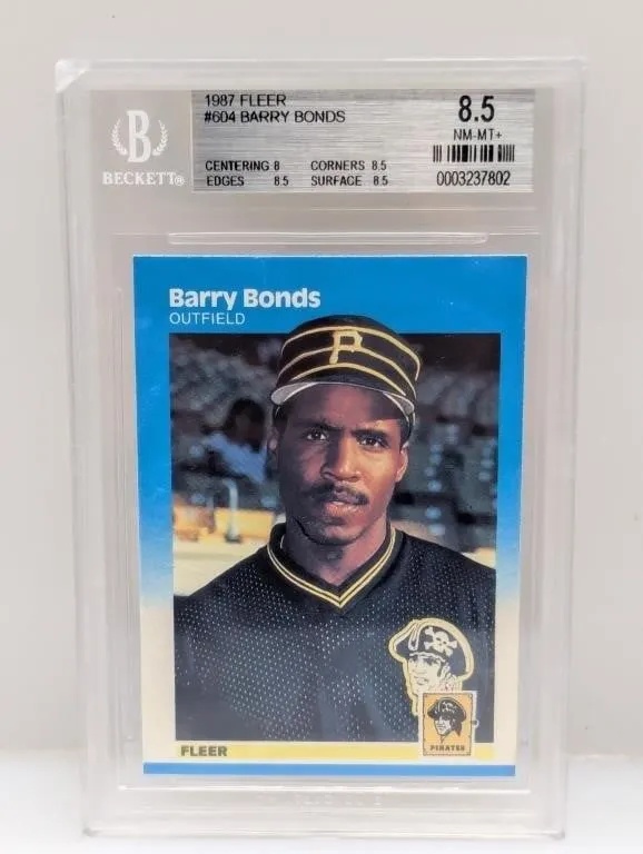 1987 Fleer Barry Bonds #604 BGS 8.5 Cracked Corner