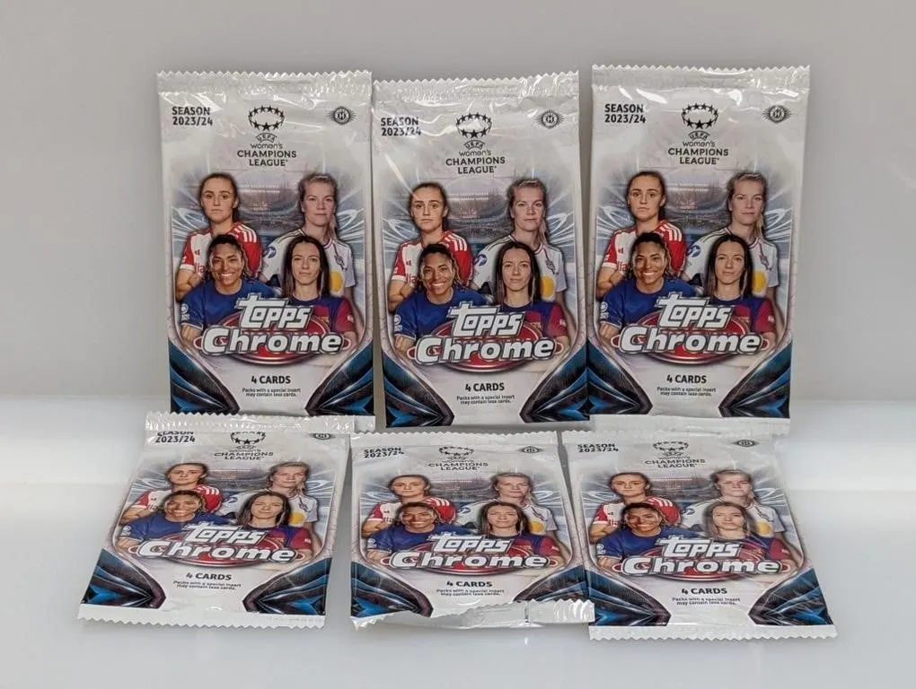 (6) 2023-24 Topps Chrome Womens Soccer Hobby Packs