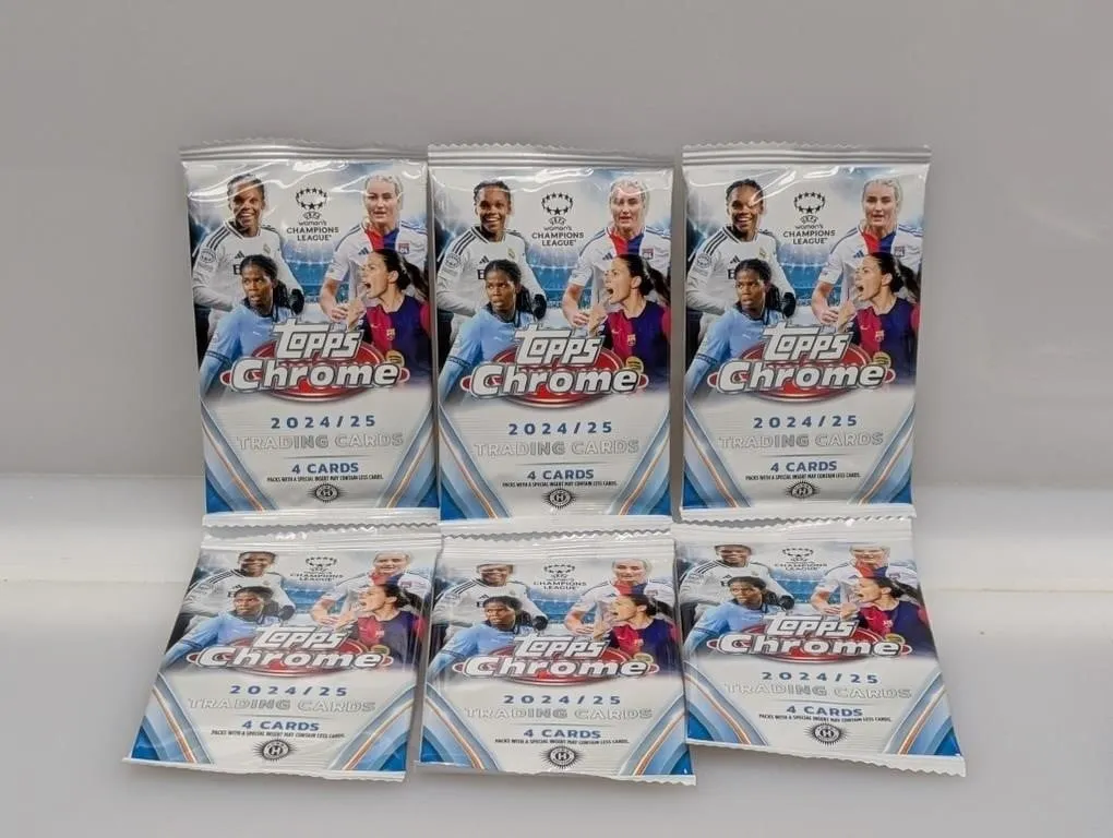 (6) 2024-25 Topps Chrome Womens Soccer Hobby Packs