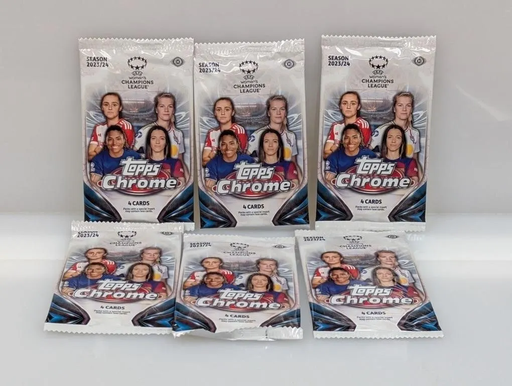 (6) 2023-24 Topps Chrome Womens Soccer Hobby Packs