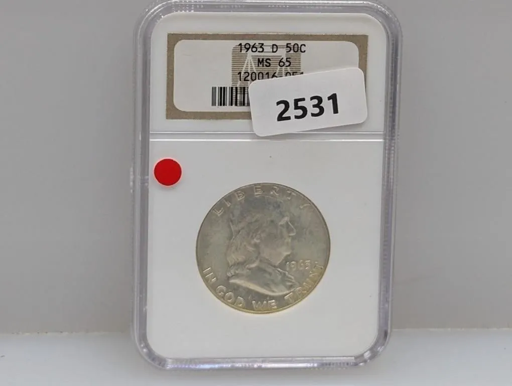 NGC 1963-D MS65 90% Silv Franklin Half $1
