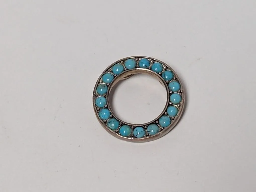 .925 Sterl Circle Pendant w/Turquoise Accents