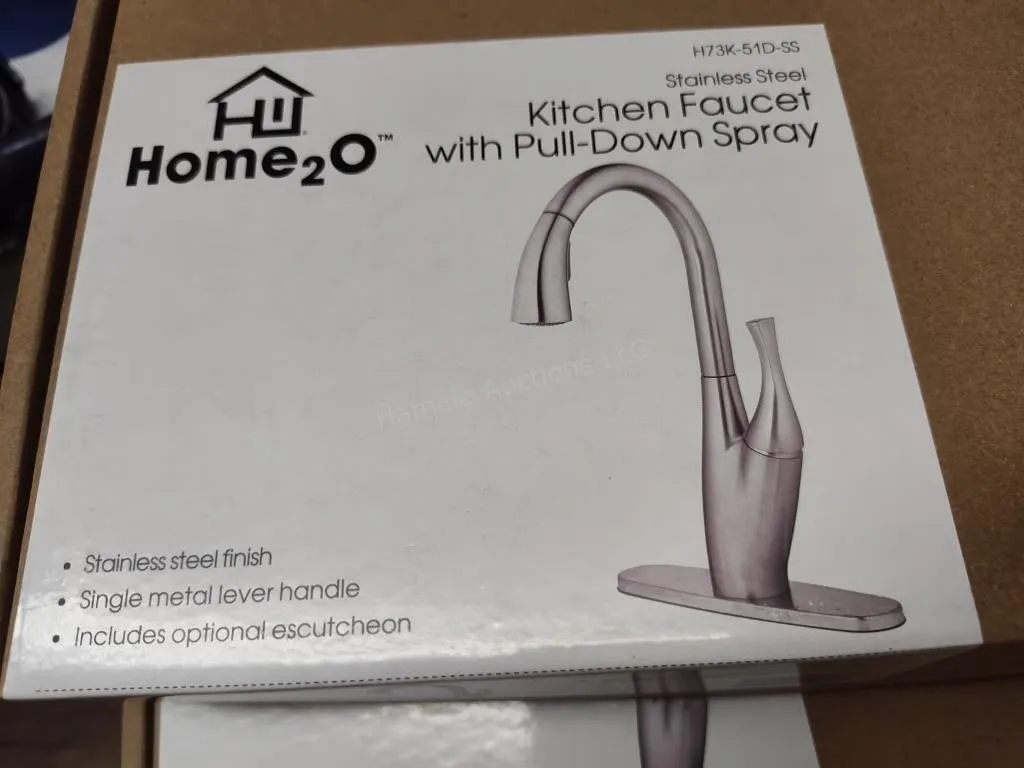 Home2O faucet with pull down spray stainless steel