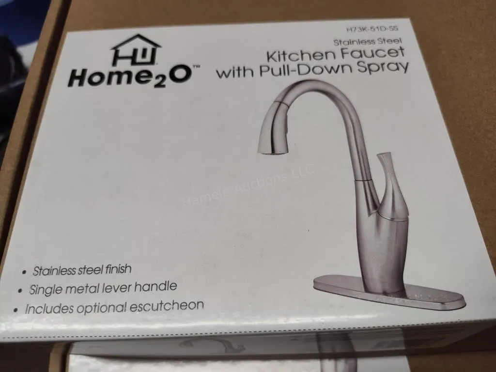 Home2O faucet with pull down spray stainless steel