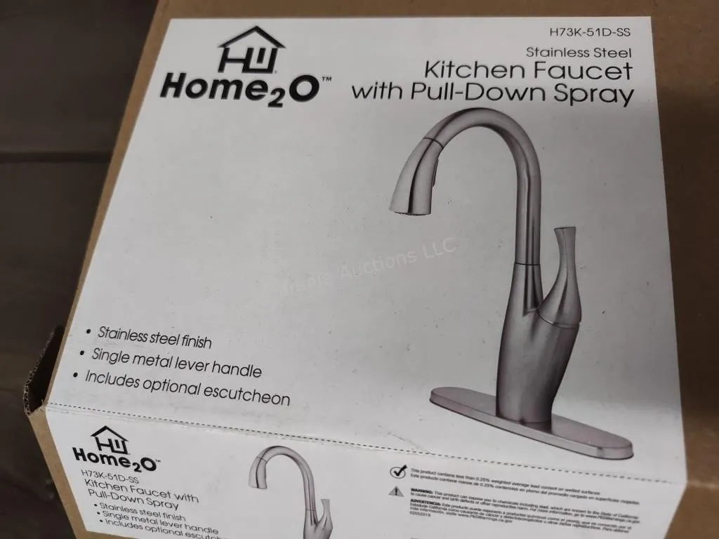 Home2O faucet with pull down spray stainless steel