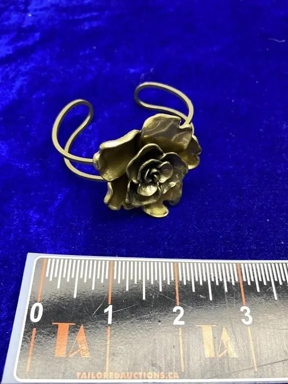 Brass Rose Flower Cuff Bracelet