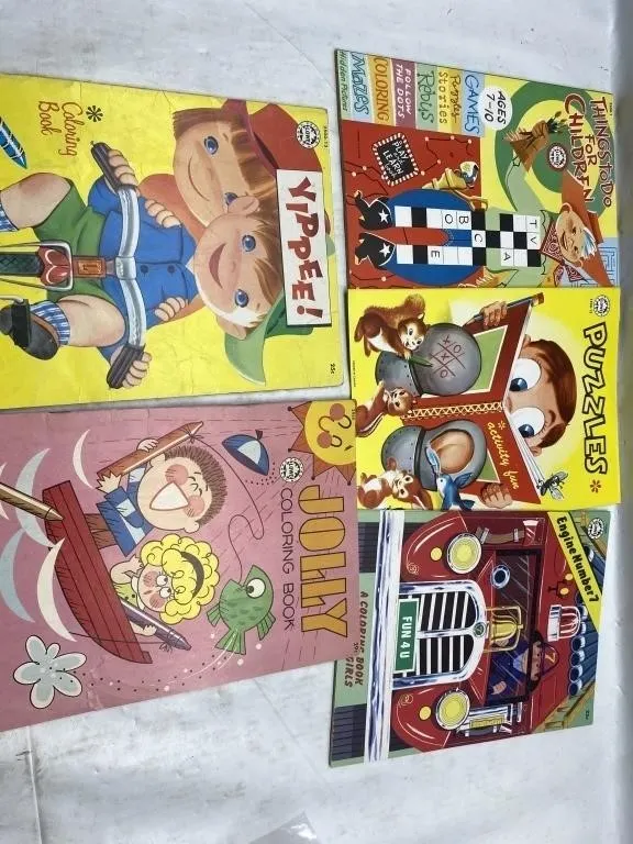 Vintage children's coloring & activity books, lot