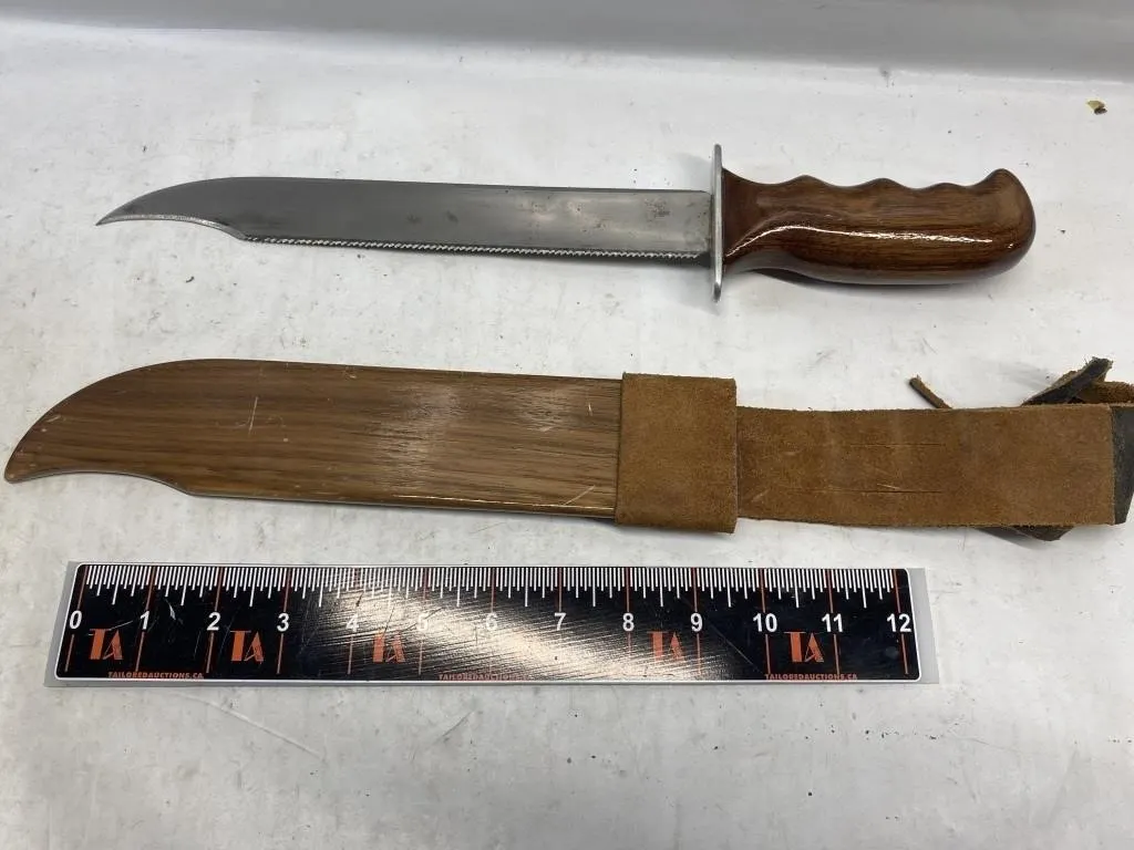 Fixed-Blade Knife with Wooden Sheath