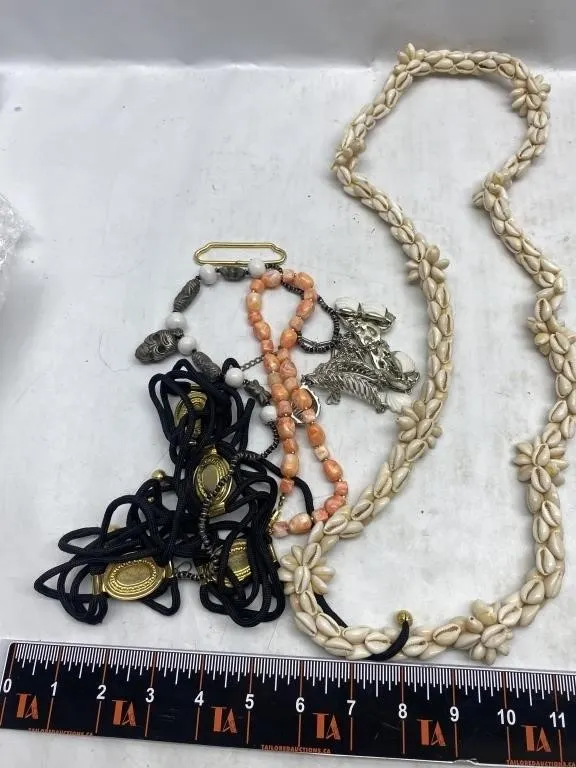 Mixed Necklace Lot: Shell, Bead & Cord Styles