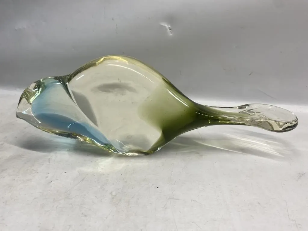 Art Glass Freeform Dish, Blue/Green/Clear