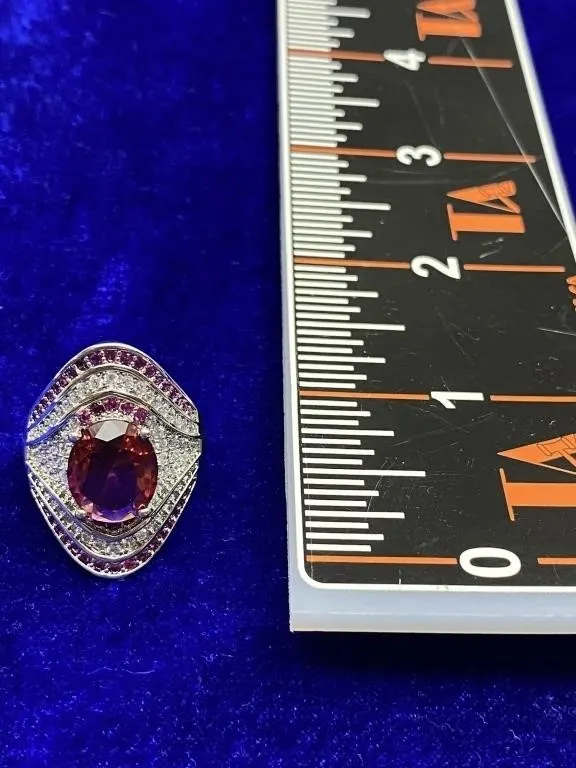 Cocktail Ring with Red Stone & Accents