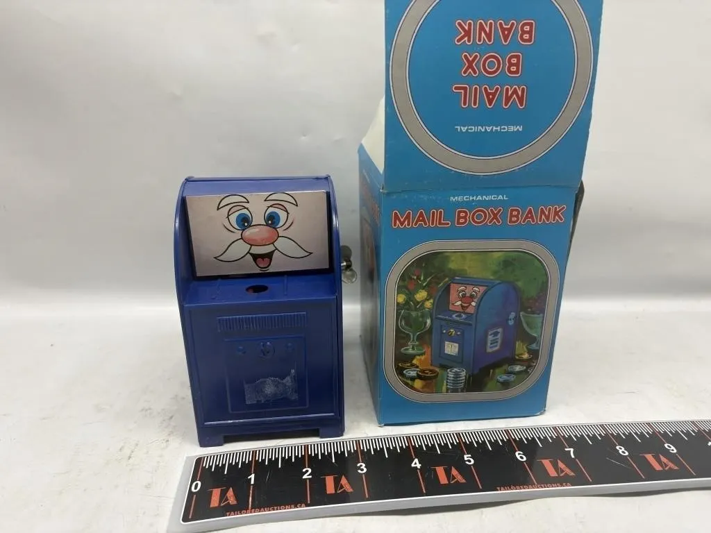 Mechanical Mail Box Bank Toy, Made in Hong Kong