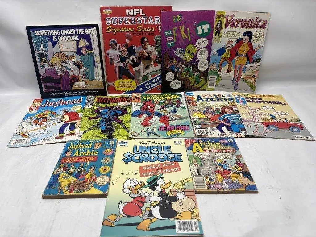 Comic Book & Sticker Album Lot: Archie, Marvel,