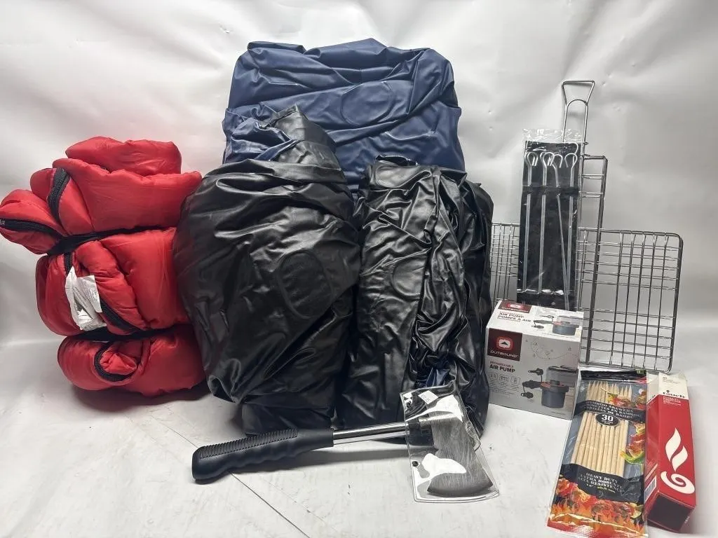 Camping Gear Lot: Air Mattresses, Sleeping Bags,