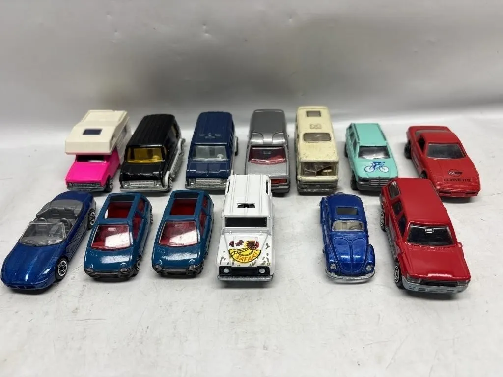 Lot of Diecast Toy Cars & Vans (14 pcs)