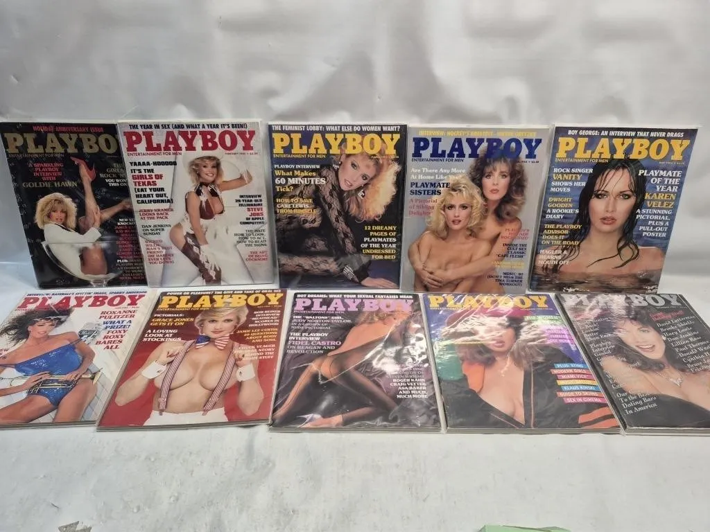 1985 Playboy Magazine Full Year Set (10 Issues)