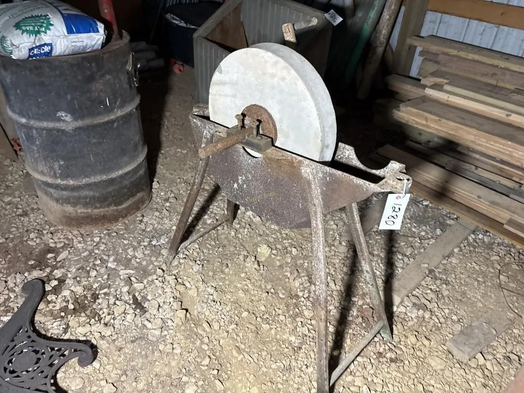 Large Grinding Stone w/cast frame