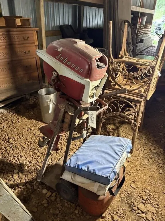 Johnson 7.5hp Outboard w/tank & other
