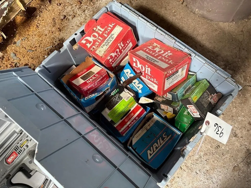 Tote of Nails, Screws, Etc
