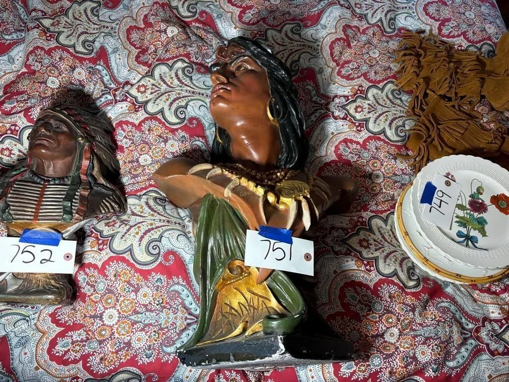 Chalkware Native American Bust