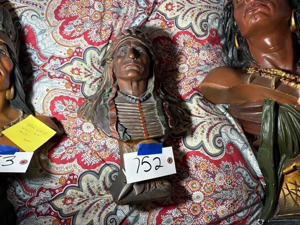 Chalkware Native American Bust