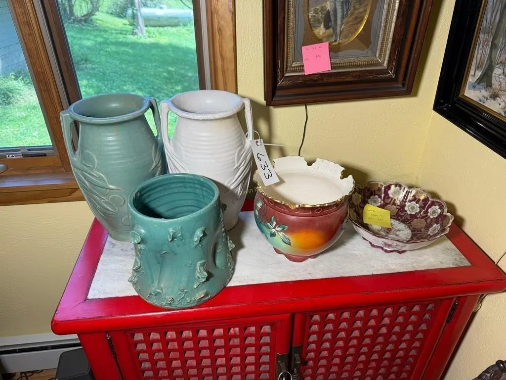 Pottery Vases & Japanese Bowl