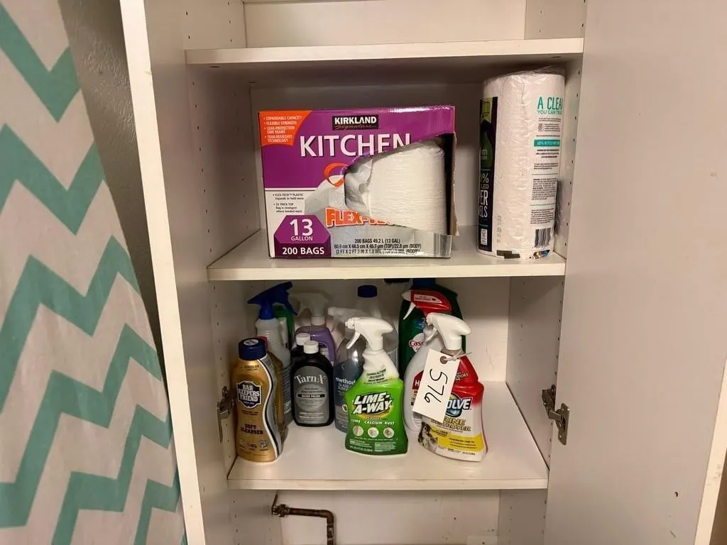 Ironing Board, Cleaning Supplies etc