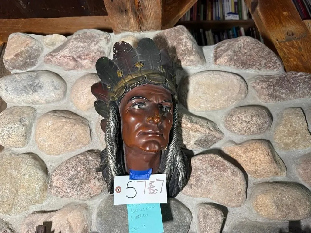Chalkware Native American Bust