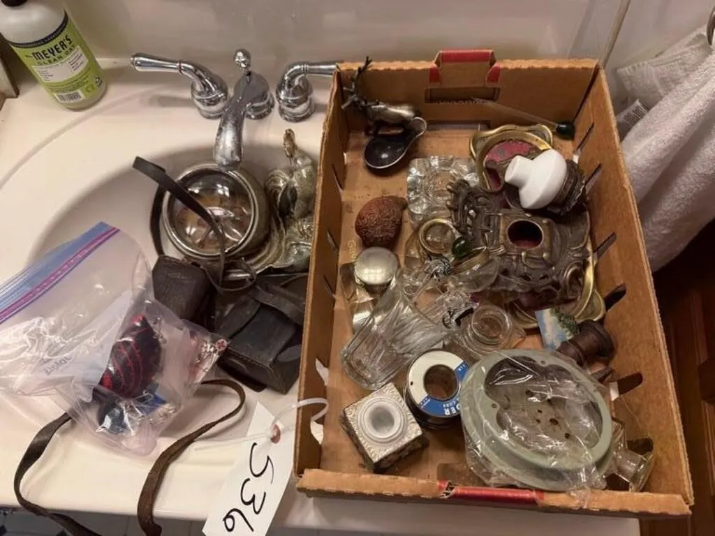 Antique Cameras, Glass Mixers, Clock etc