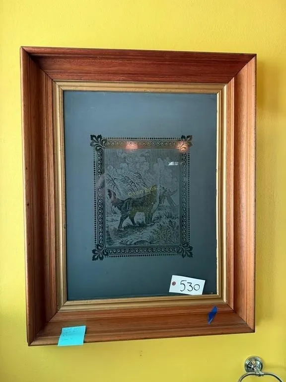 Frosted Glass Bird Dog Picture