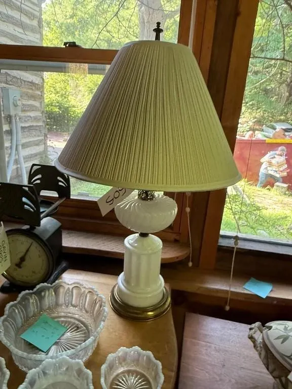 White glass lamp
